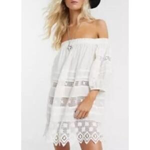 FREE PEOPLE Women's White Sounds of Summer Crochet lace Tunic XS TP
